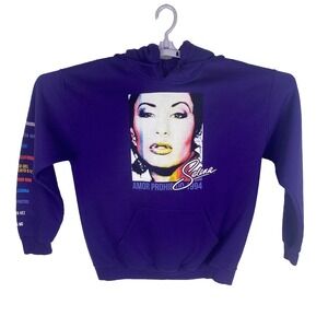 Selena Womens Blue Amor Prohibido 1994 Cold Weather Favorite Classic Hoodie Sz M